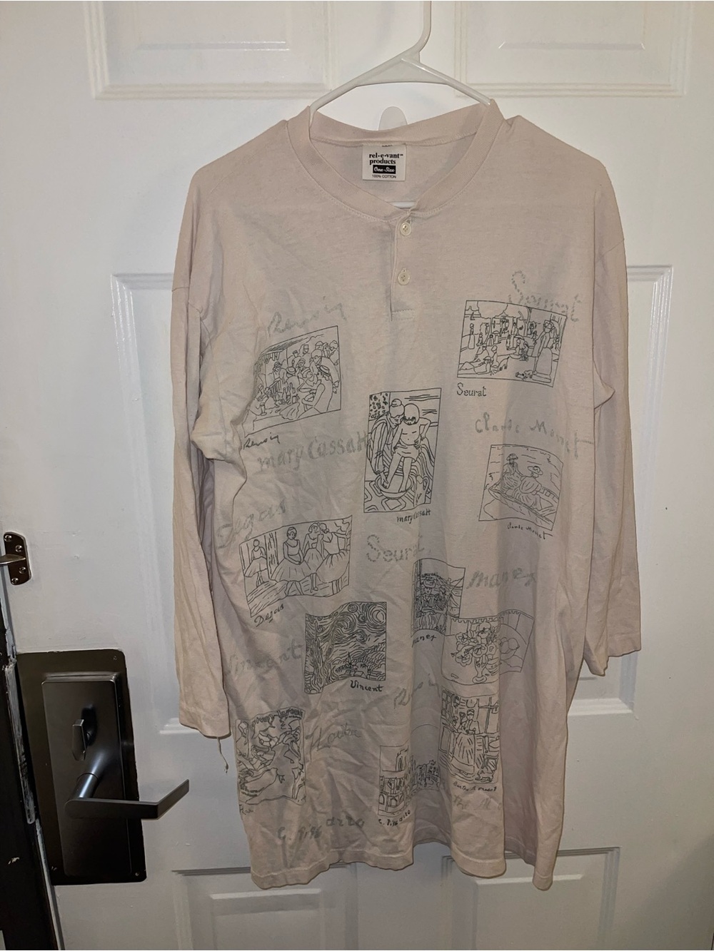 Unisex Beige Artists Henley Long Sleeve Shirt, Rel.e.vant Products - One Size